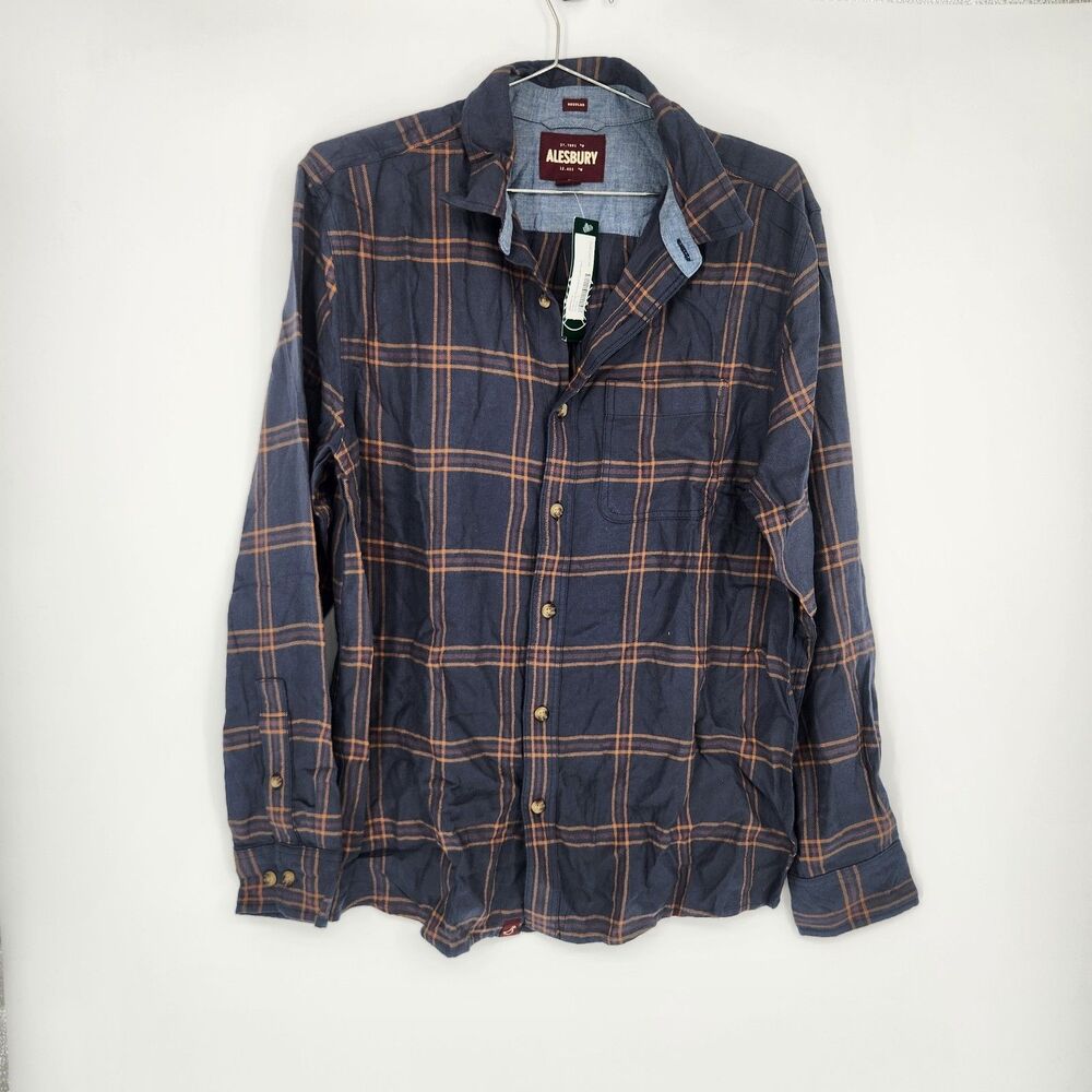 Alesbury Men's Indigo Medium Essential Brushed Twill Shirt NWT